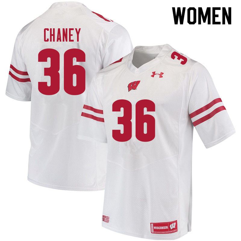 Wisconsin Badgers Women's #36 Jake Chaney NCAA Under Armour Authentic White College Stitched Football Jersey VA40L76XX